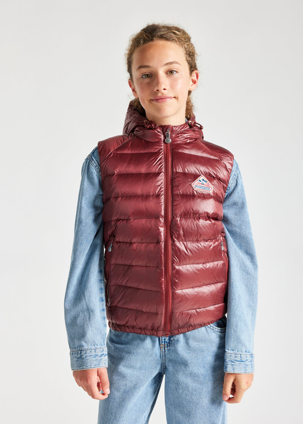 Kids' Pyrenex Cheslin hooded down vest syrah-6