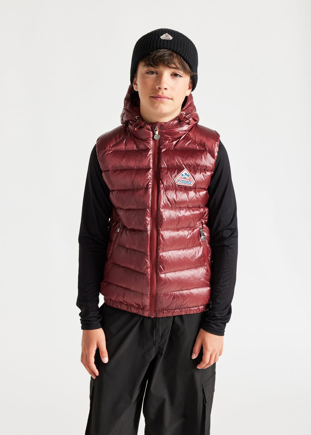 Kids' Pyrenex Cheslin hooded down vest syrah-2