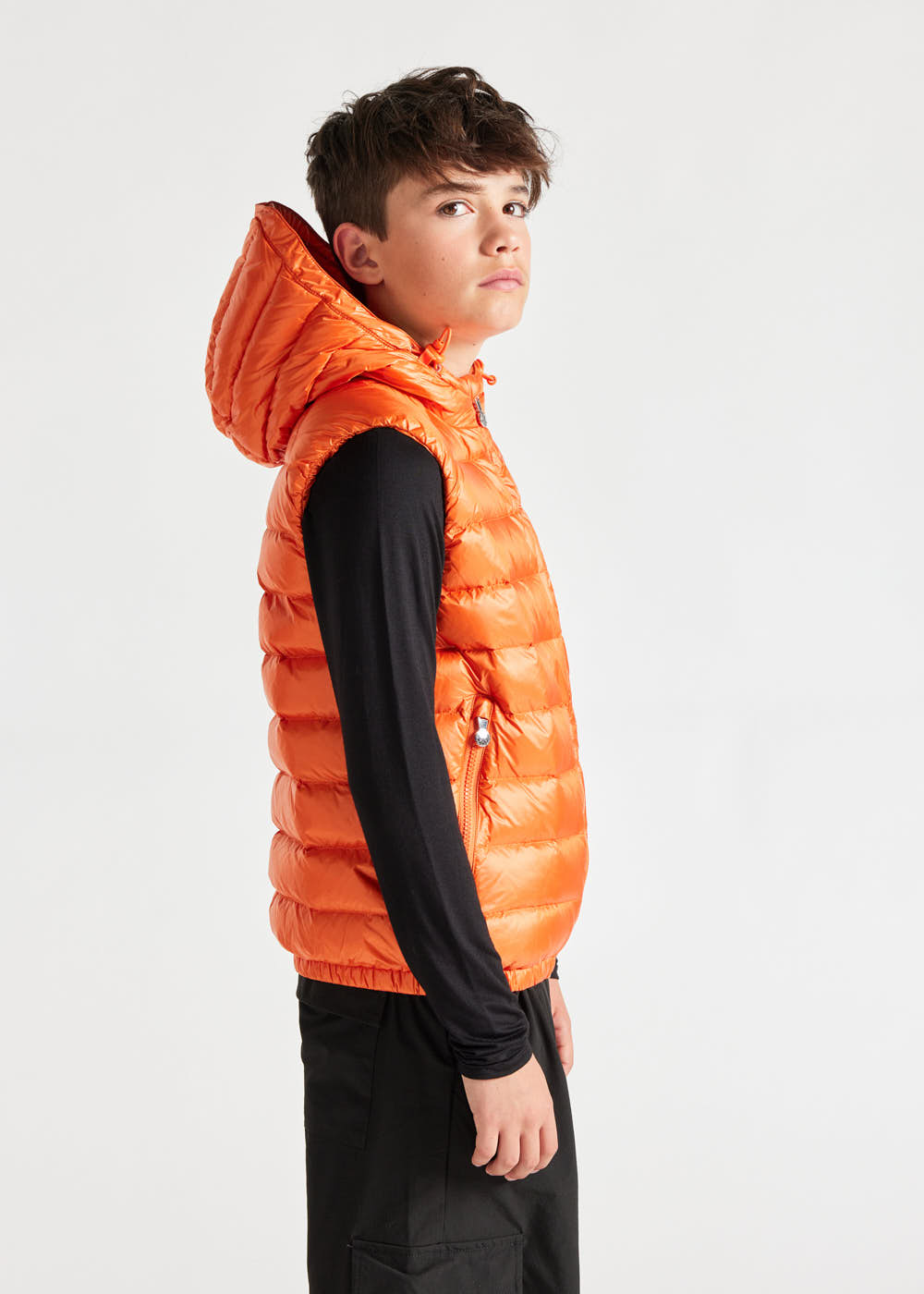 Kids' Pyrenex Cheslin hooded down vest clementine-3