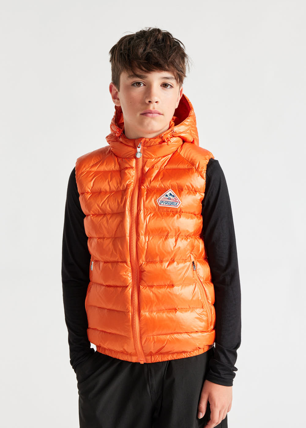 Kids' Pyrenex Cheslin hooded down vest clementine-2