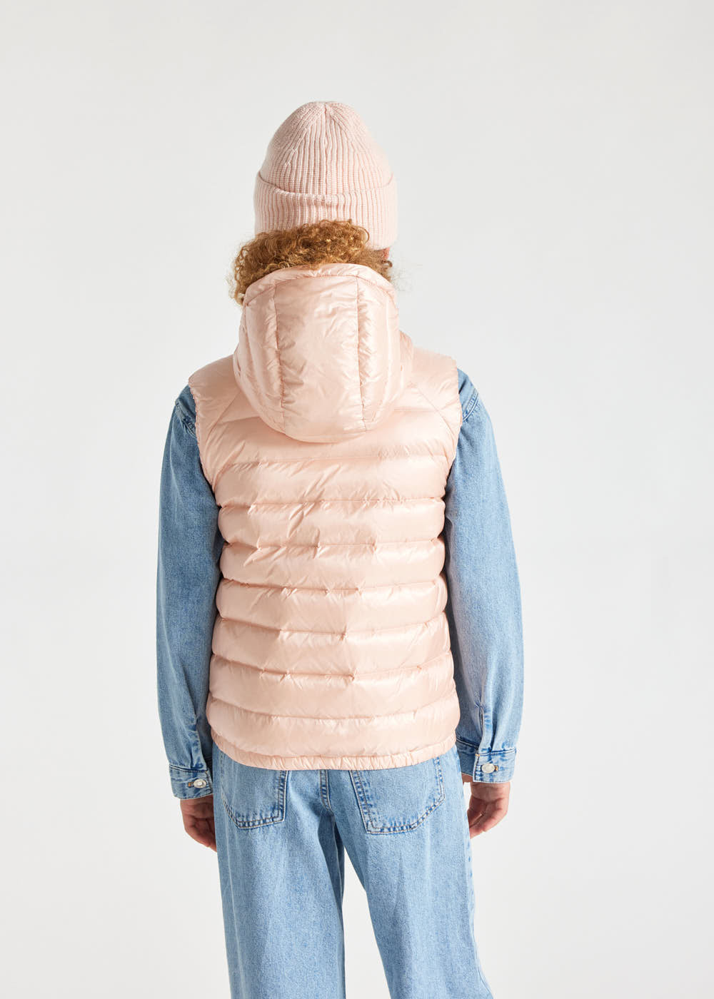 Kids' Pyrenex Cheslin hooded down vest peach-whip-5