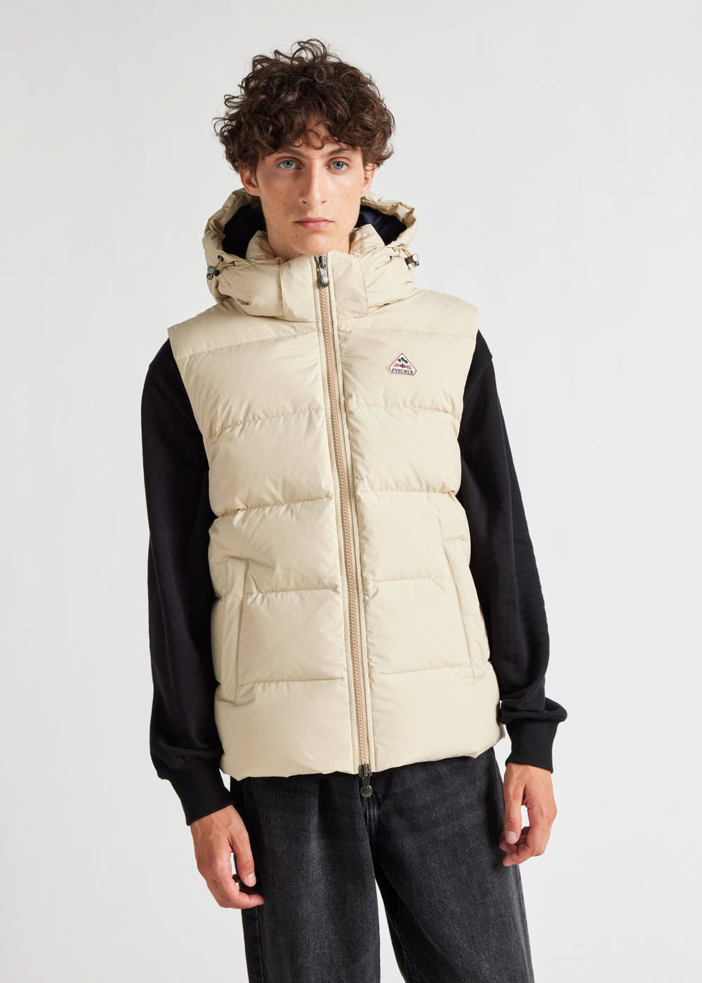 Pyrenex Spoutnic down vest with removable hood brown-rice-5