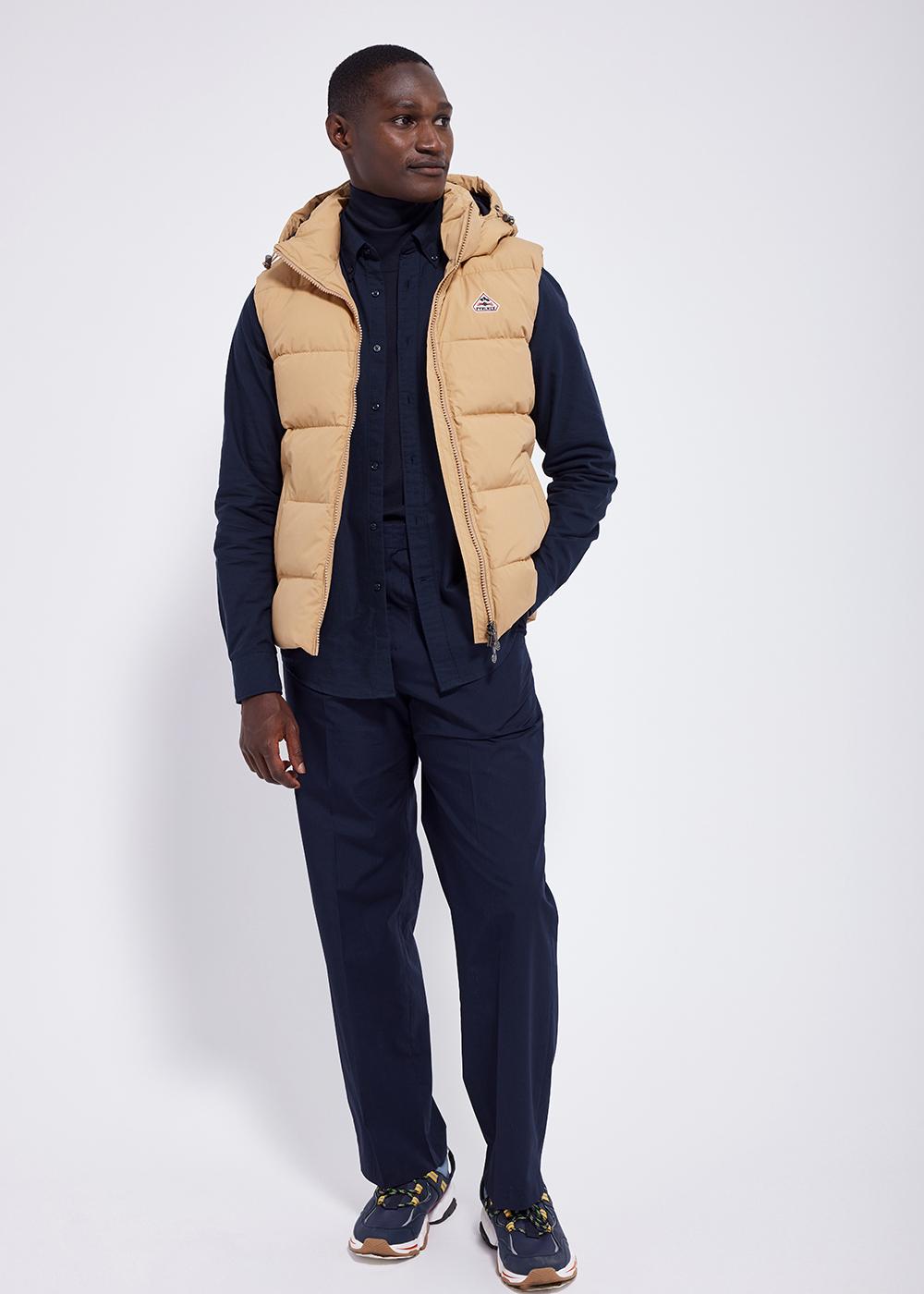 Pyrenex Spoutnic down vest with removable hood iced-coffee