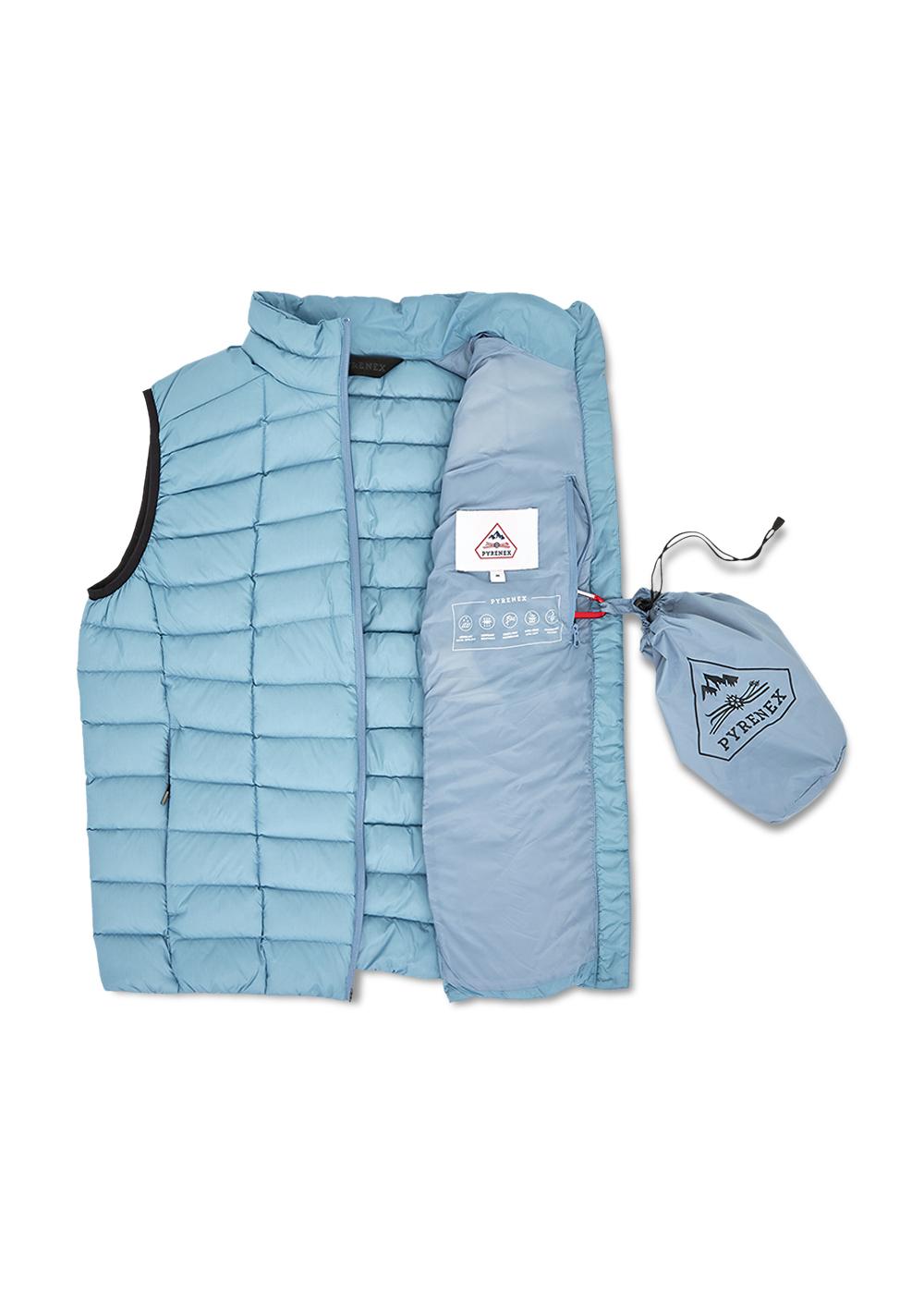 Men's Pyrenex Zenith lighweight and packable down vest dusty blue-6