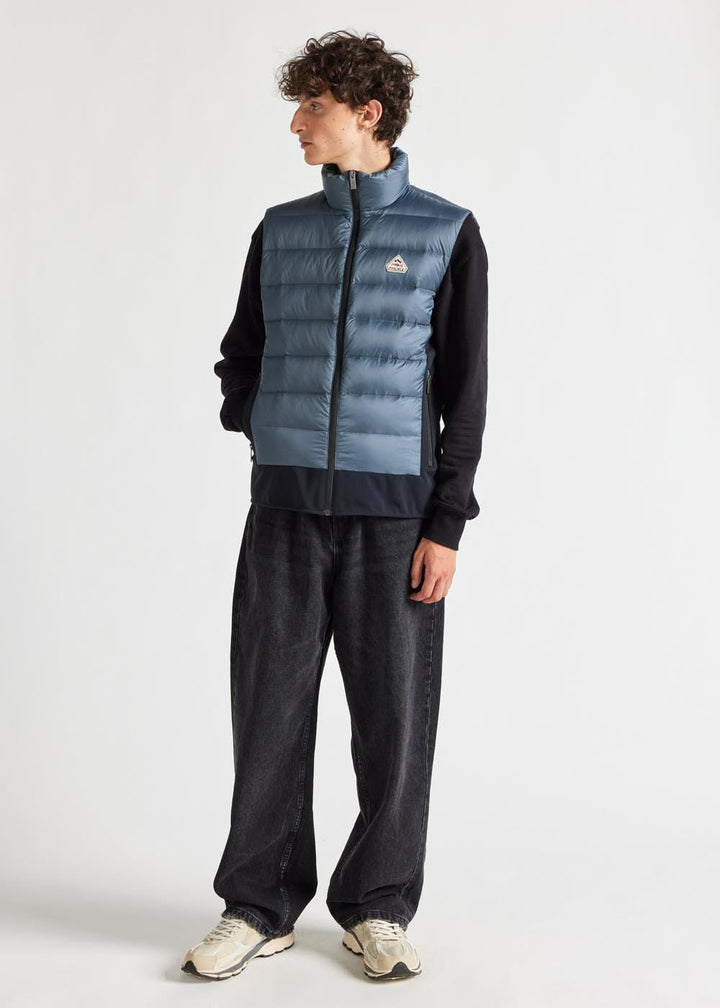 Men's Pyrenex Drift bi-fabric down gilet dark slate