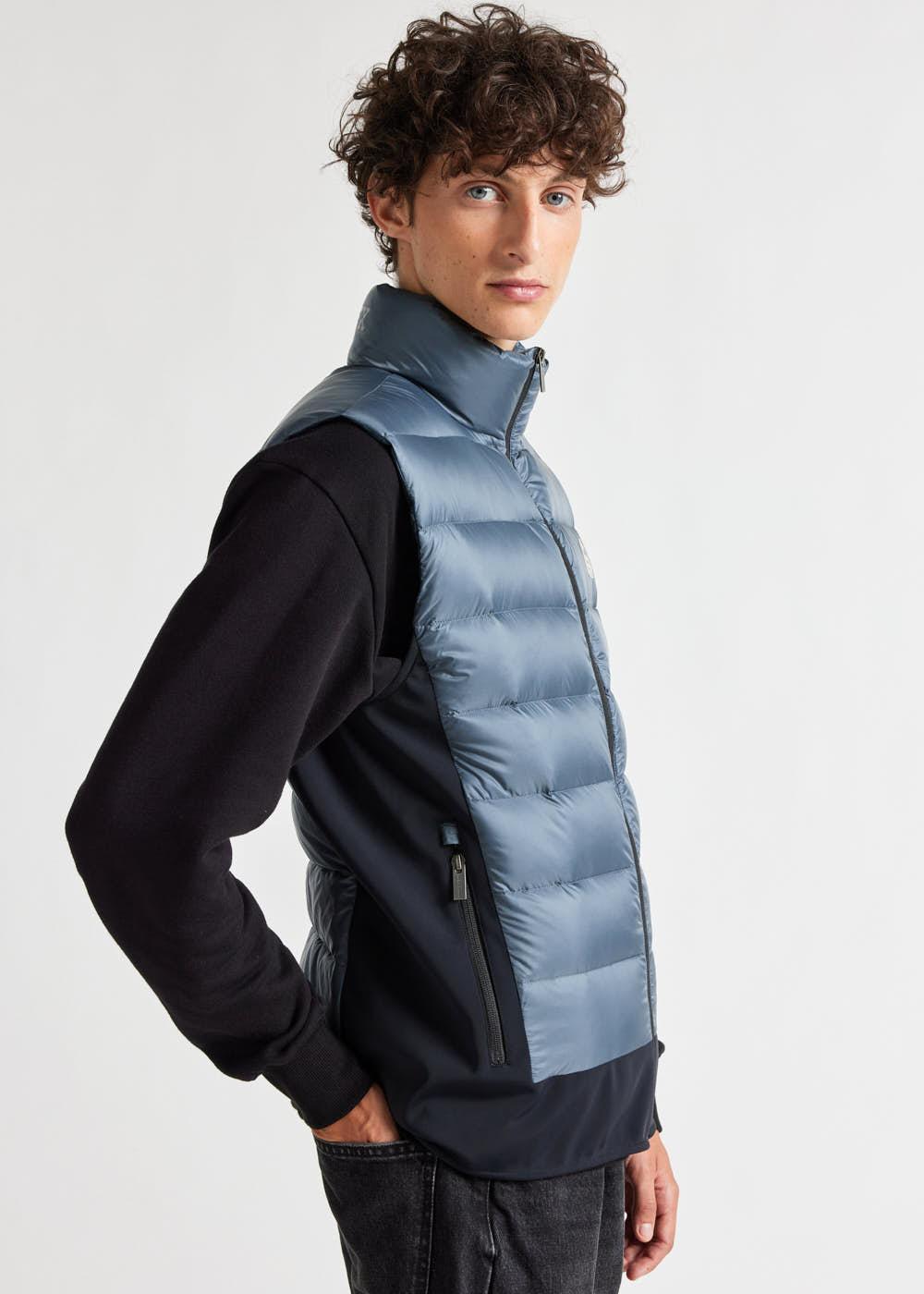 Men's Pyrenex Drift bi-fabric down gilet dark slate-3