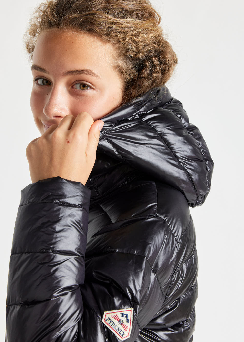 Spoutnic Shiny Kinder-Daunenjacke mit Kapuze Schwarz-5