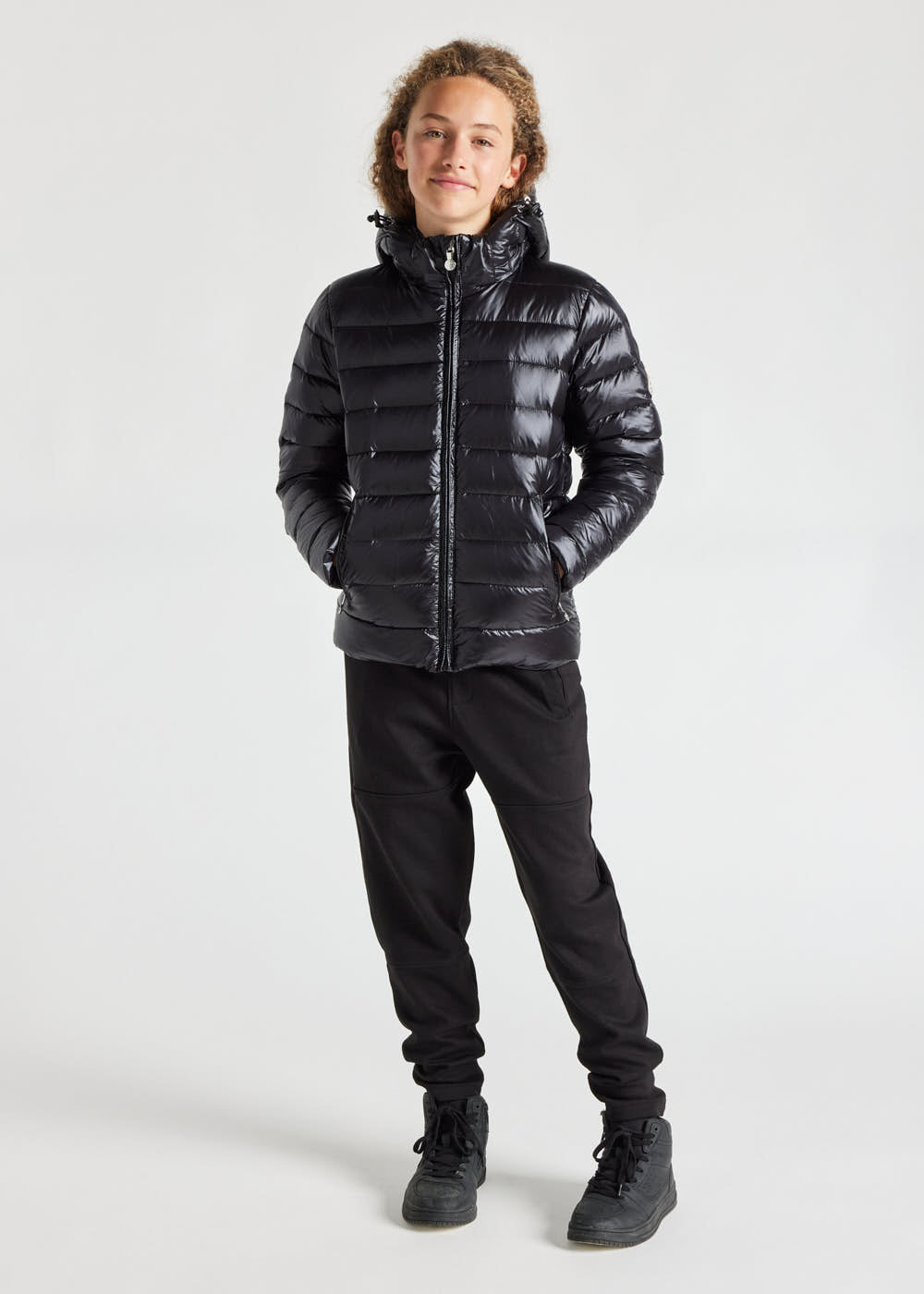 Spoutnic Shiny Kinder-Daunenjacke mit Kapuze Schwarz-2