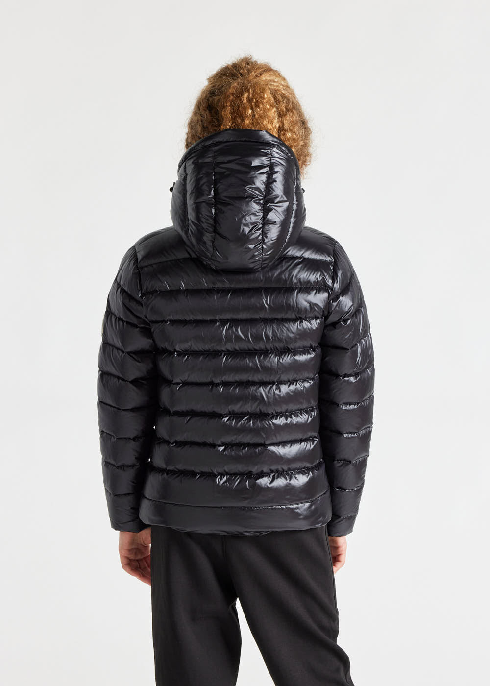 Spoutnic Shiny Kinder-Daunenjacke mit Kapuze Schwarz-4