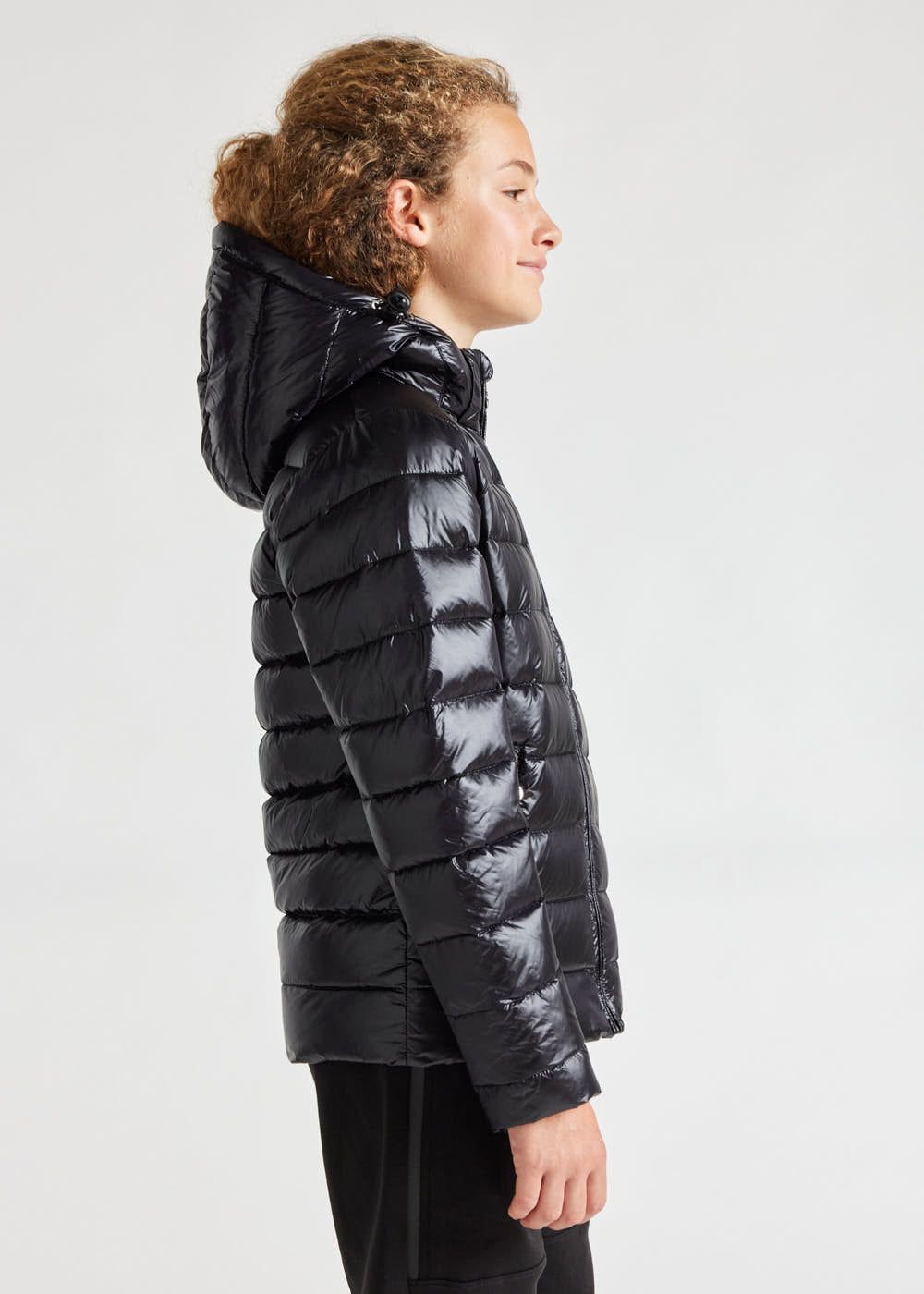 Spoutnic Shiny Kinder-Daunenjacke mit Kapuze Schwarz-3