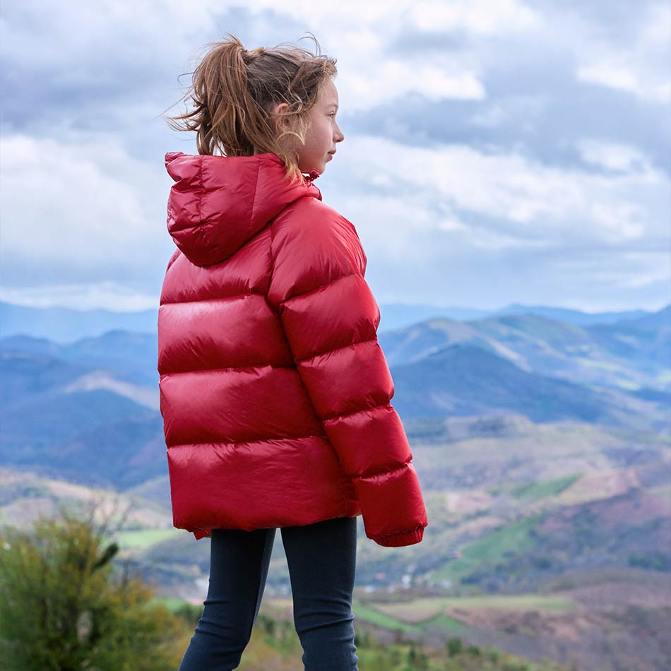 doudoune sten rouge capuche enfant