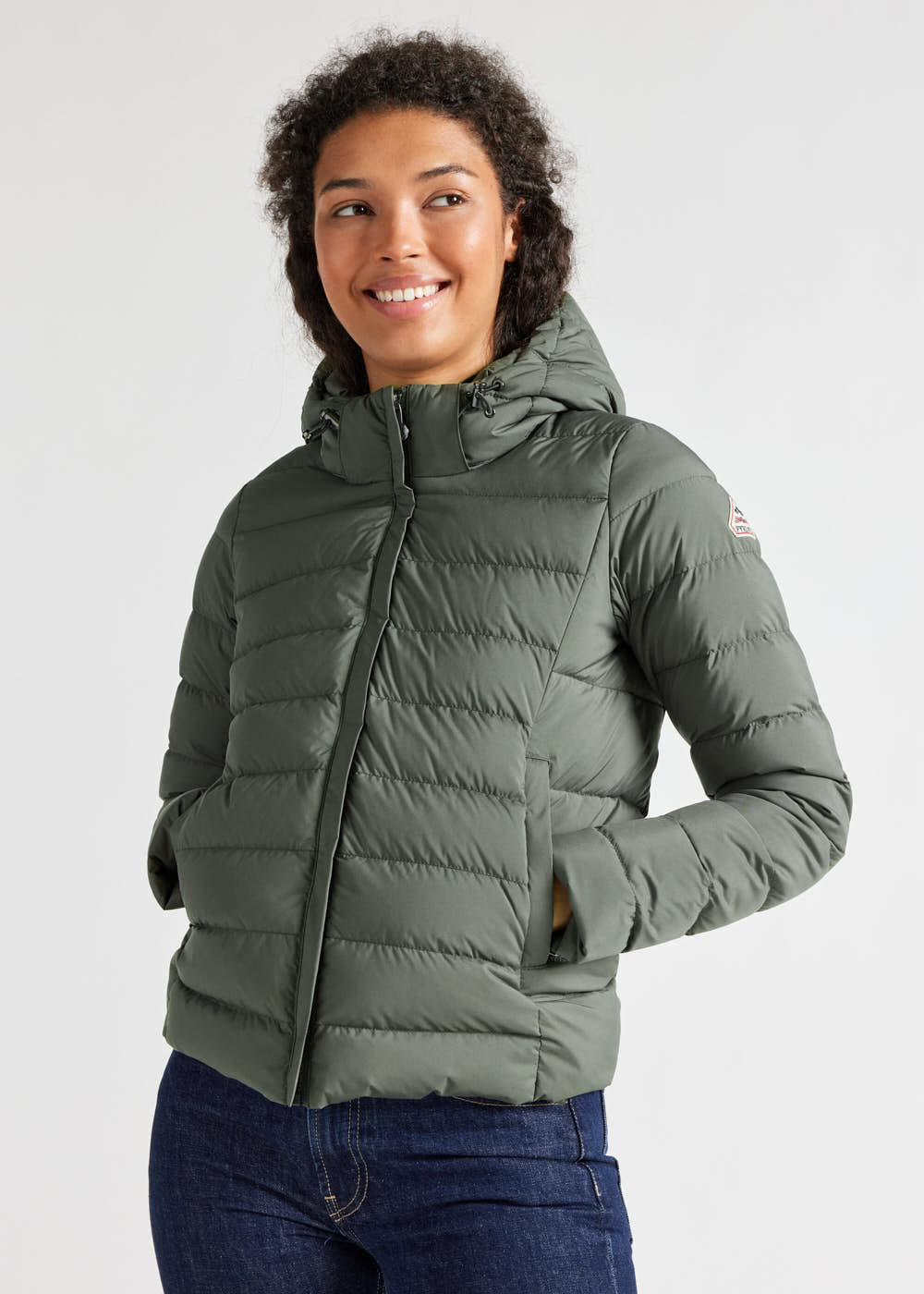 Pyrenex Spoutnic Damen-Daunenjacke mit abnehmbarer Kapuze. Tiefes Khaki-1