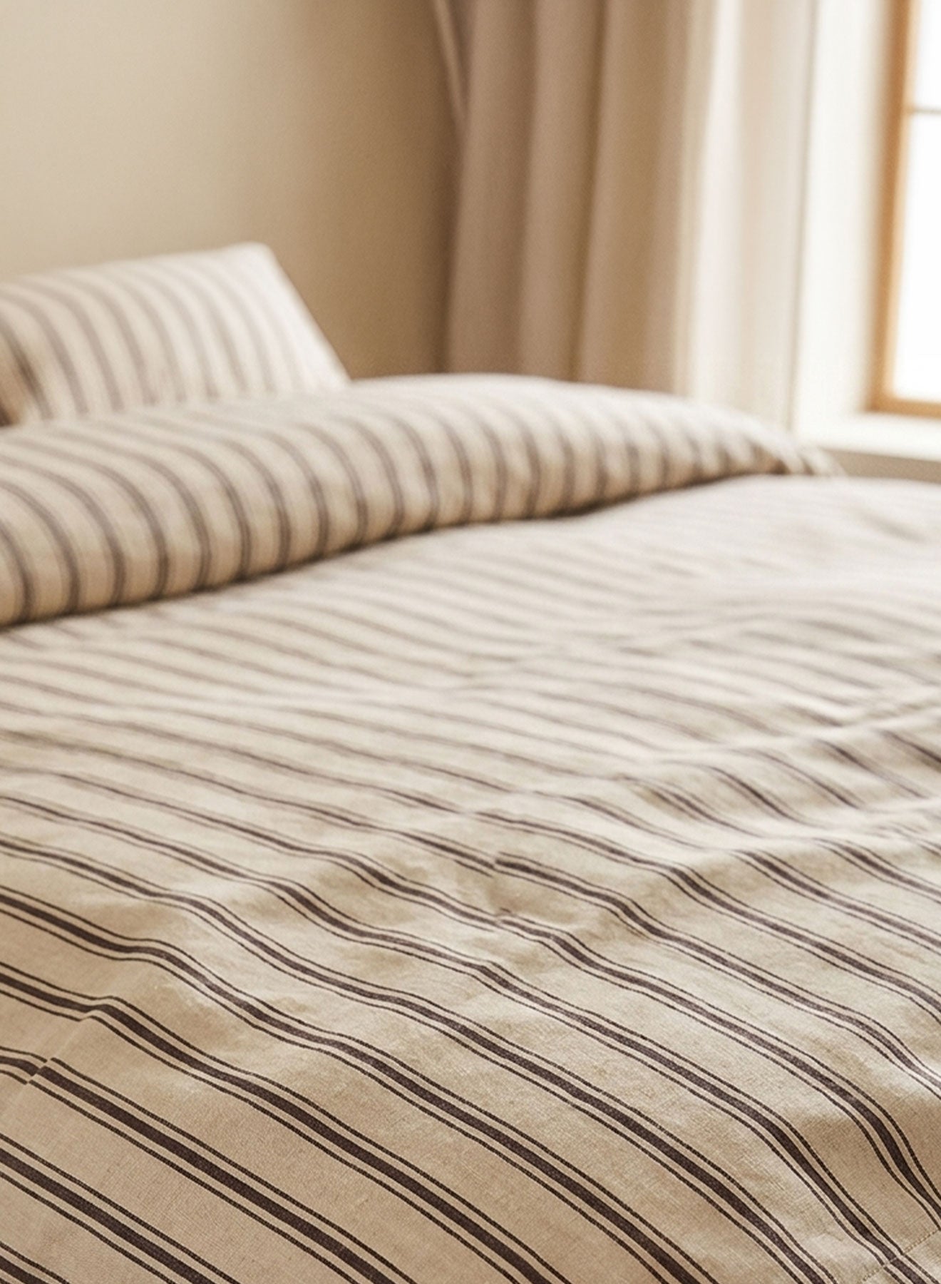 housse couette rayures marrons