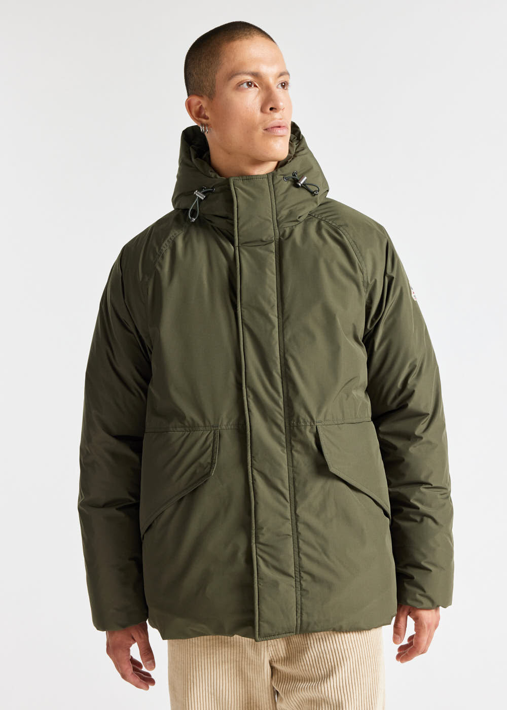 Pyrenex Covert Herren-Kurzparka aus Naturdaunen Deep Khaki-1