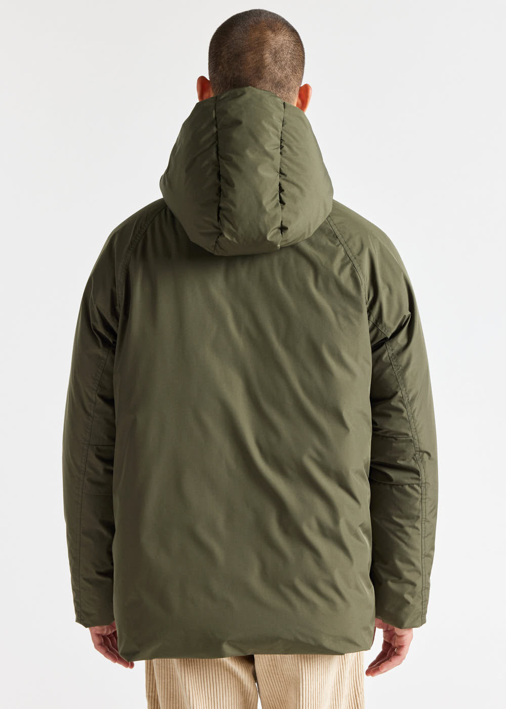 Men's Pyrenex Covert hooded short down parka deep-khaki-4