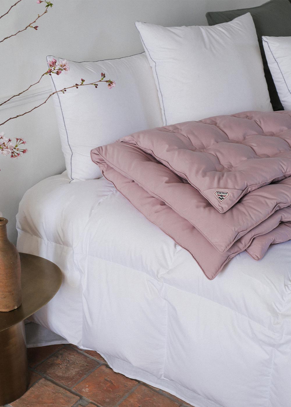 plaid duvet naturel bois de rose