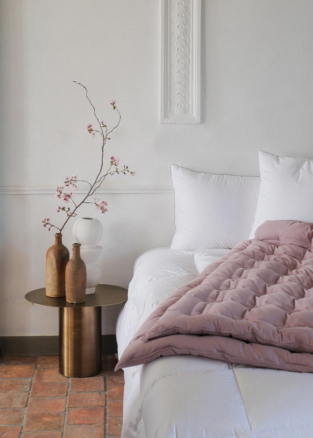 plaid duvet naturel bois de rose