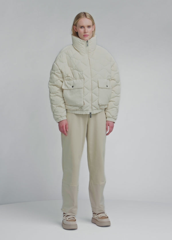 Doudoune courte bomber Pyrenex Enola crème-2