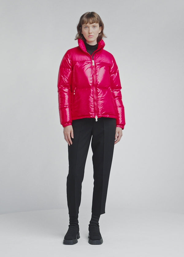 Kurze, glänzende Daunenjacke für Damen Pyrenex Goldin Rot-2