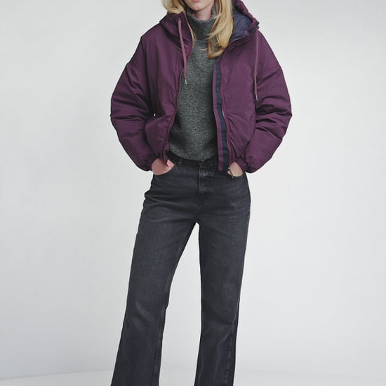 Parka courte en duvet pour femme Pyrenex Attitude violet foncé