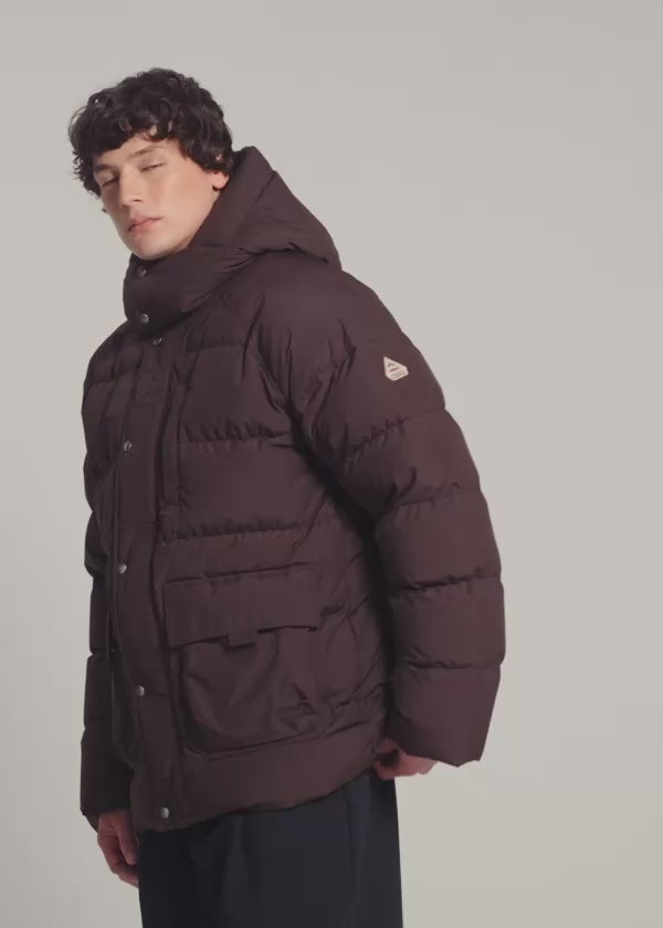 Men's winter jacket in natural down Pyrenex Voyager dark brown-1