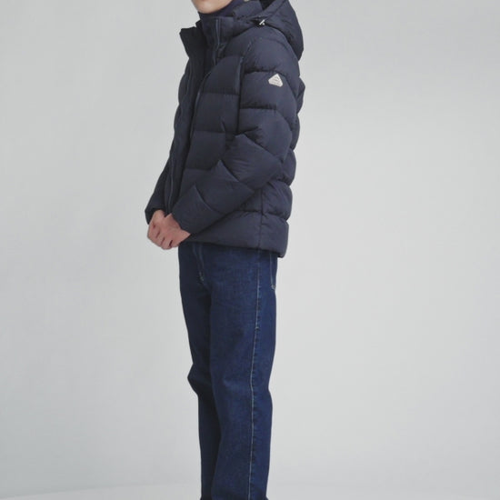 Doudoune à capuche amovible Pyrenex Spoutnic bleu foncé