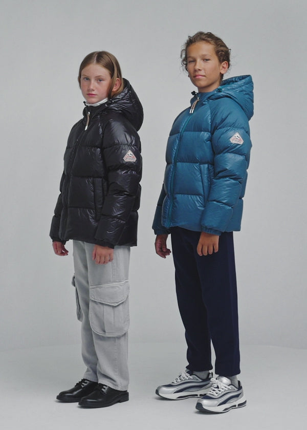 Sten children's hooded down jacket in shiny fabric | Pyrenex EN