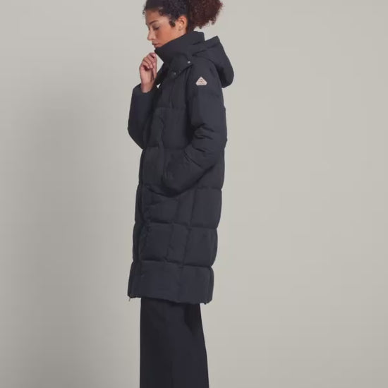 Doudoune hiver longue à capuche femme Mystery noire