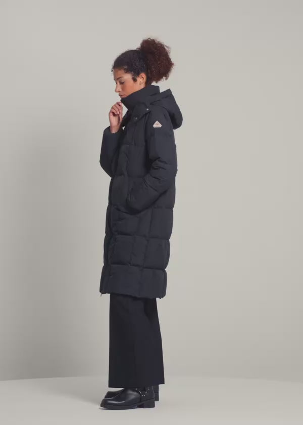 Mystery Black Women's Long Winter Puffer Jacket with Hood-2