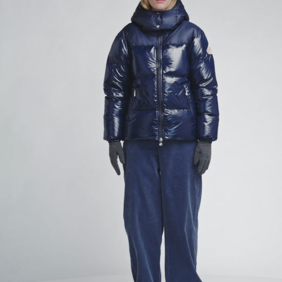 Doudoune brillante femme Lively bleu marine