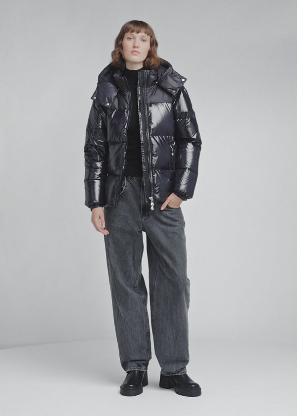 Doudoune brillante femme Lively noire