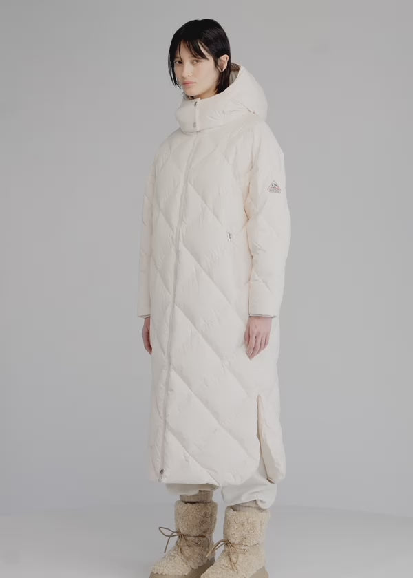 Manteau long pour femme en duvet naturel Pyrenex Adele Coat blanc cassé-2