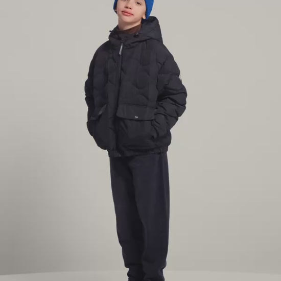 Doudoune bomber à capuche enfant Beille noire