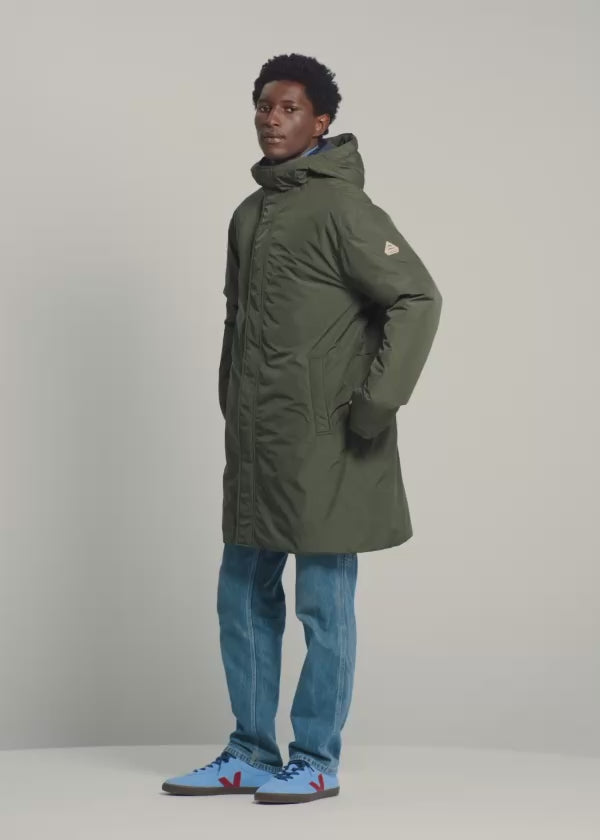 Parka matelassée imperméable longue pour homme Pyrenex Puigmal kaki foncé