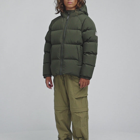 Doudoune enfant unisexe à capuche Pyrenex Sten Smooth khaki