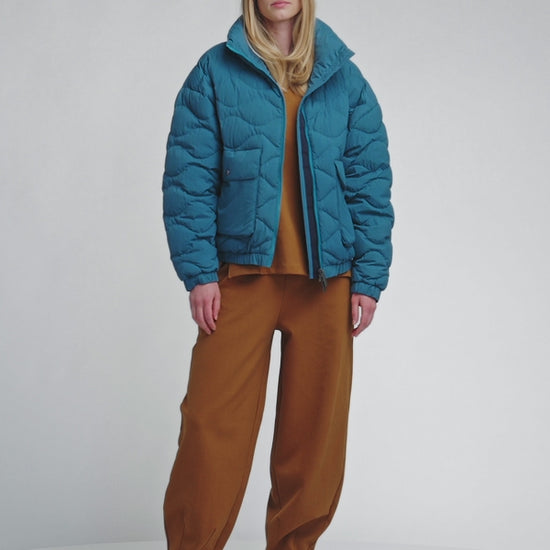 Doudoune courte bomber Pyrenex Enola turquoise