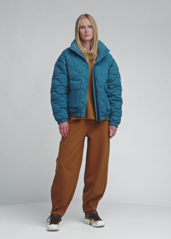 Doudoune courte bomber Pyrenex Enola turquoise-2