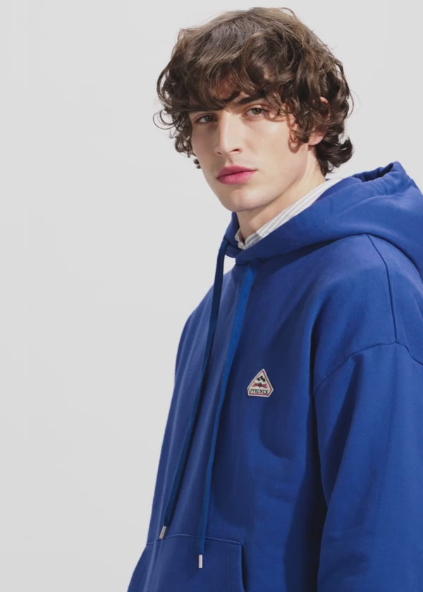 Sweat à capuche homme en coton bio Pyrenex Journey bleu nuit