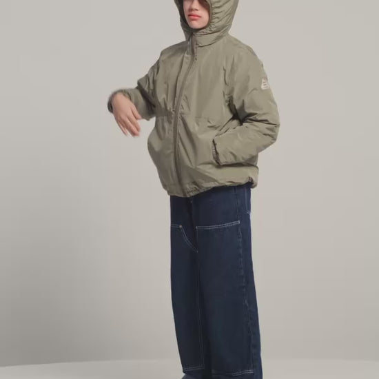 Blouson imperméable en duvet à capuche enfant Density kaki clair
