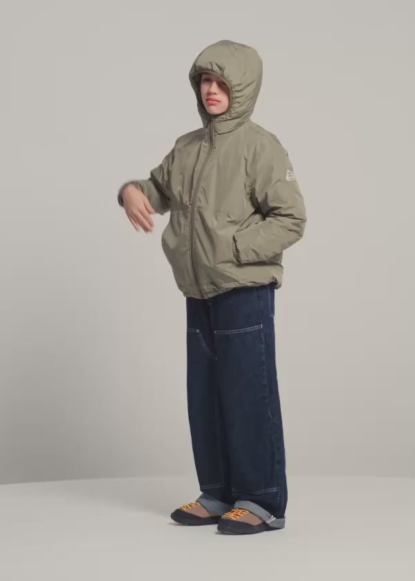Blouson imperméable en duvet à capuche enfant Density kaki clair