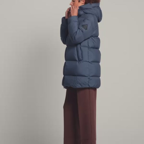 Doudoune mi longue Pyrenex femme Colibri made in Saint Sever bleu foncé