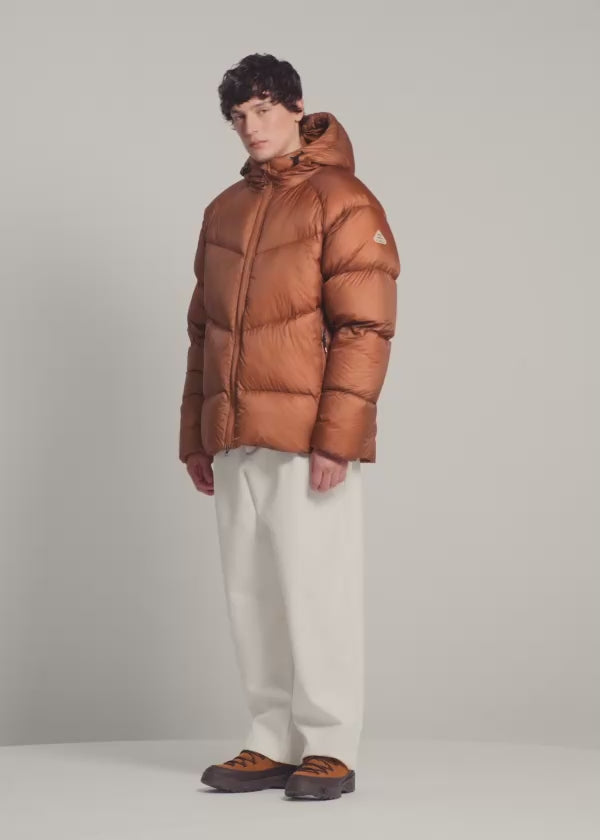 Pyrenex Helium light brown men's winter jacket with hood-2