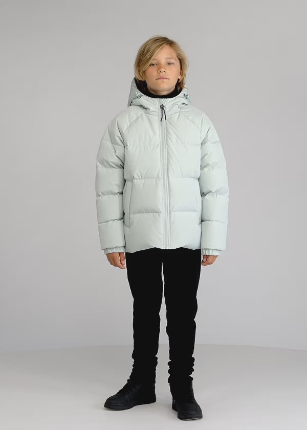 Pyrenex Sten Smooth unisex hooded kids down jacket pale aqua-2