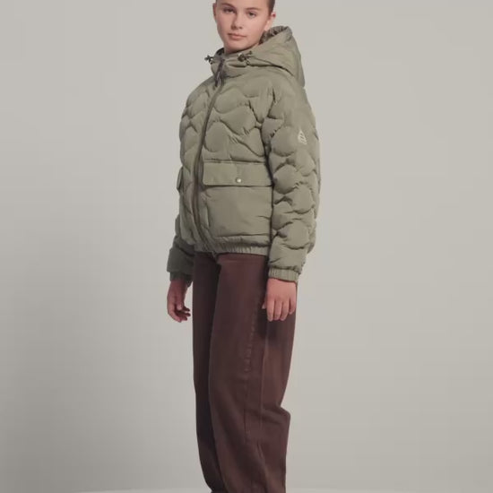 Doudoune bomber à capuche enfant Beille kaki clair