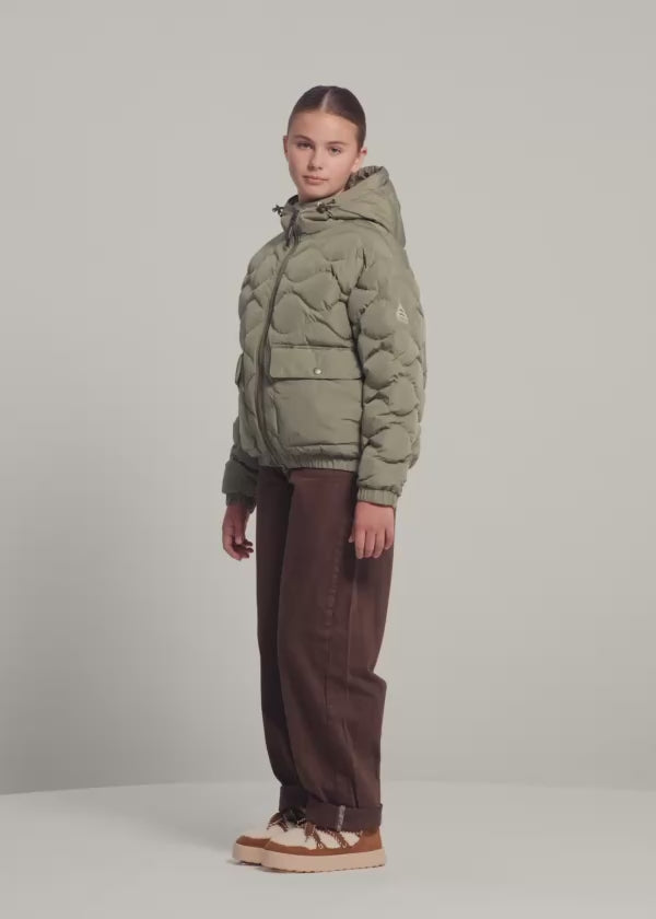 Doudoune bomber à capuche enfant Beille kaki clair