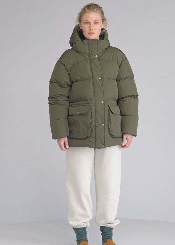 Warme Daunenjacke mit Kapuze für Damen Pyrenex Adeline Deep Khaki-2