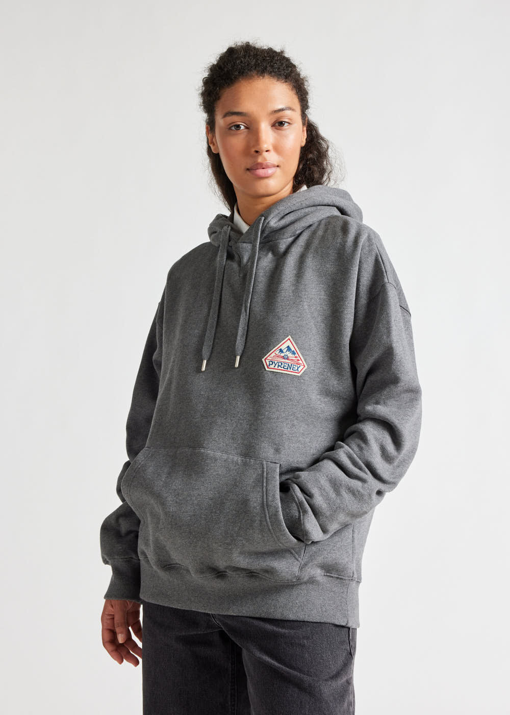 Sweat à capuche unisexe en coton bio Pyrenex Journey Ardesia marl grey-4