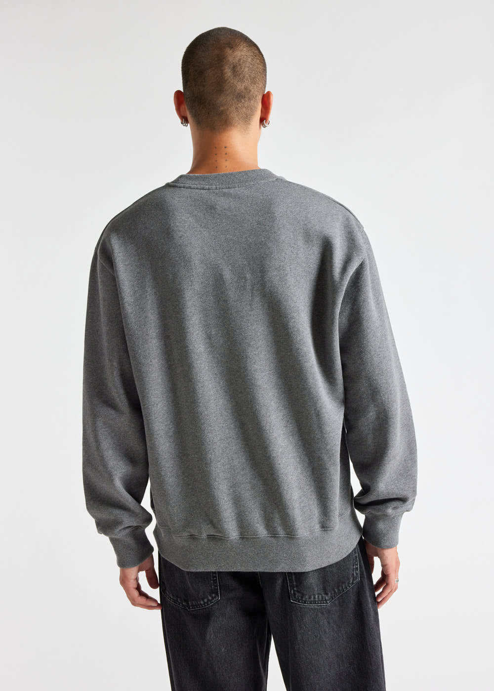 Sweat à col rond unisexe en coton bio Pyrenex Phase Ardesia marl grey-3