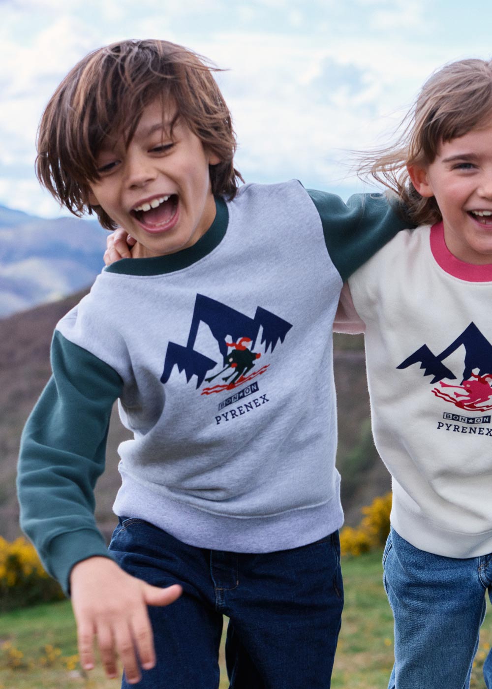 Sandiges Baumwoll-Sweatshirt für Kinder, Pyrenex x Bonton, graues Porzellan-2