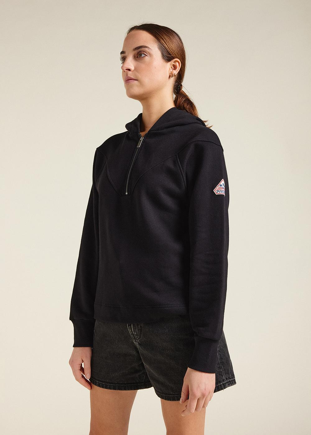 Women's Pyrenex Bianca hoodie in organic cotton black-5